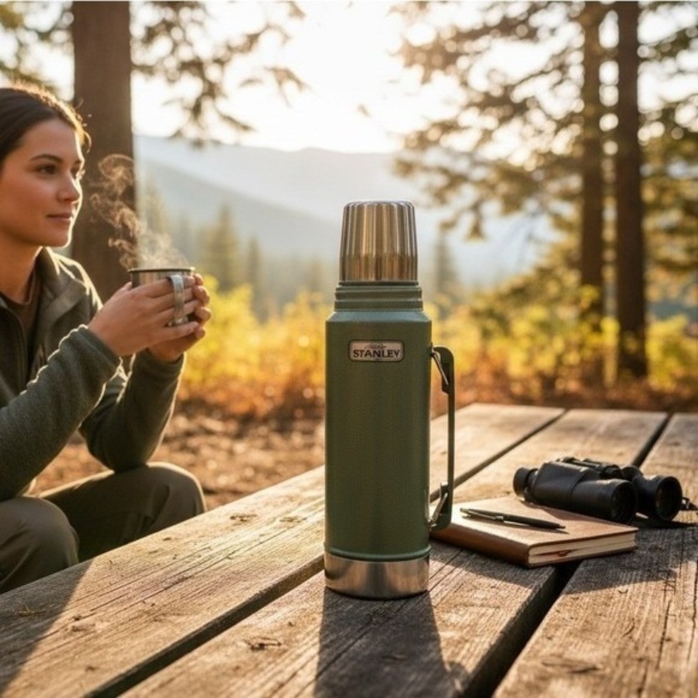 New Stanley The Legendary Classic Vacuum Bottle 1.1QT Hammertone Green Thermos
